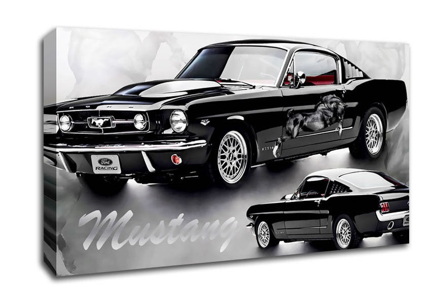 Mustang 65 Black Canvas Wall Art