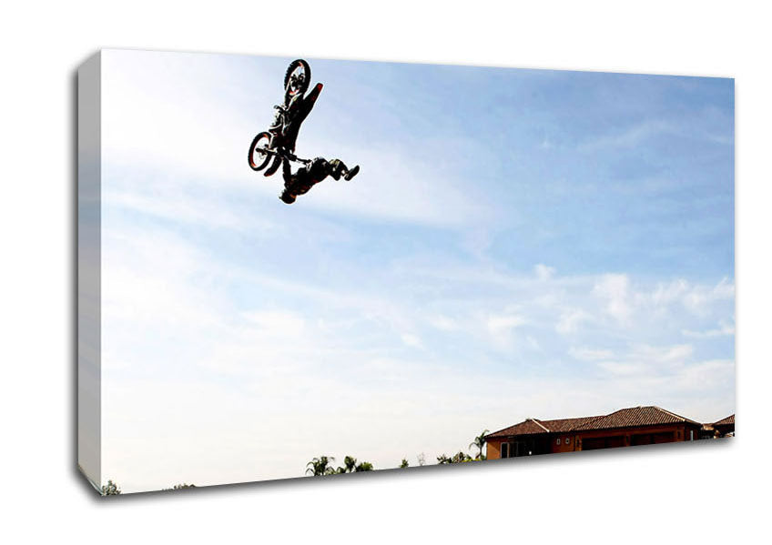 Motorcross In The Air Canvas Wall Art