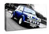 Mini Cooper Retro Blue Canvas Wall Art