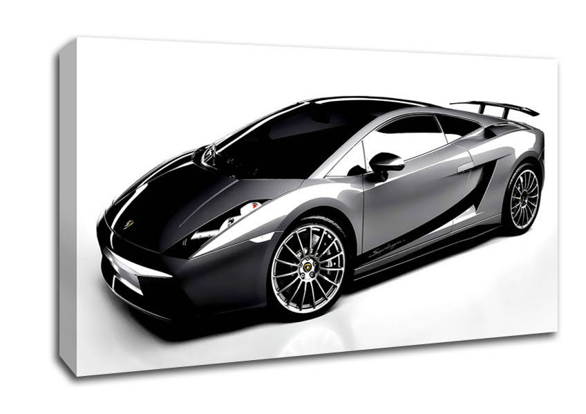 Lamborghini Side Profile Silver Canvas Wall Art