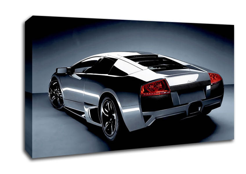 Lamborghini Rear Gunmetal Silver Canvas Wall Art