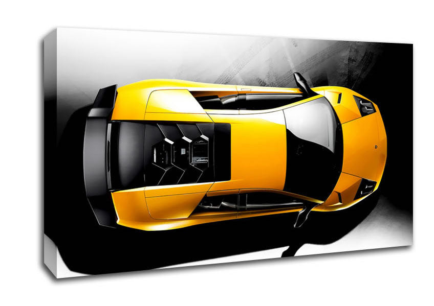 Lamborghini From Above Yellow Canvas Wall Art