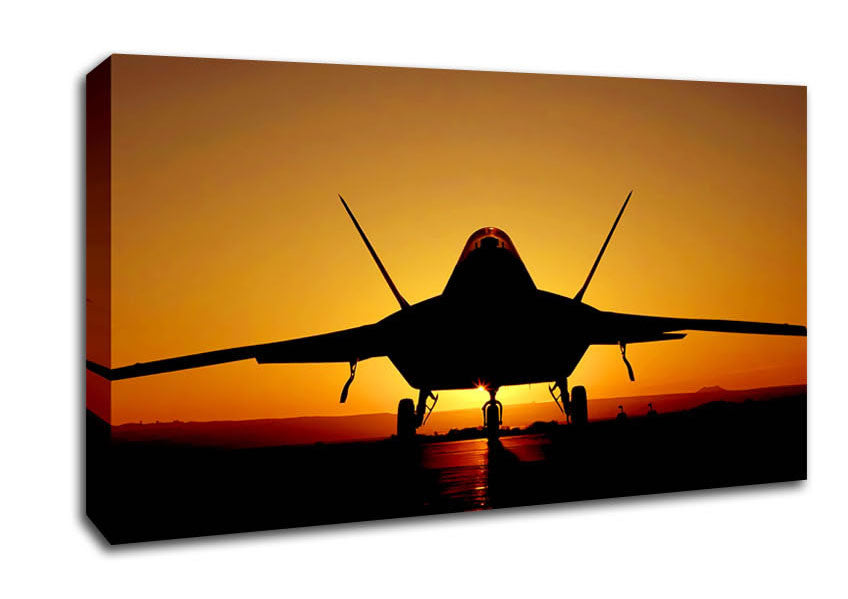 Airoplane At Sunset Canvas Wall Art