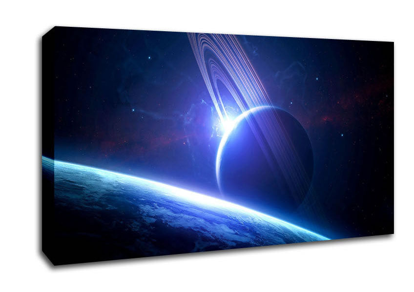 Planets Universe Blue Canvas Wall Art