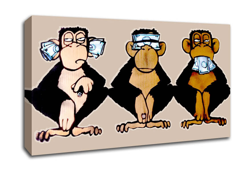 Money Monkeys Wise Canvas Wall Art