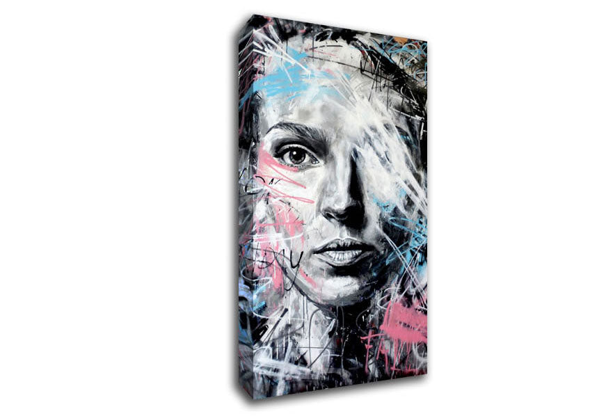 Pink And Blue Face Canvas Wall Art