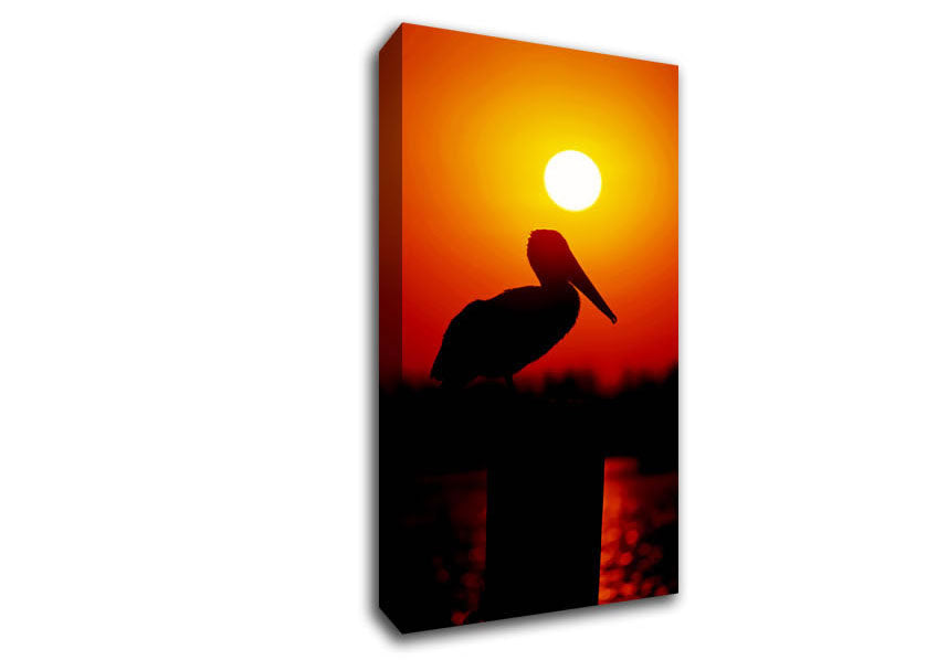 Bird At Sunset Canvas Wall Art