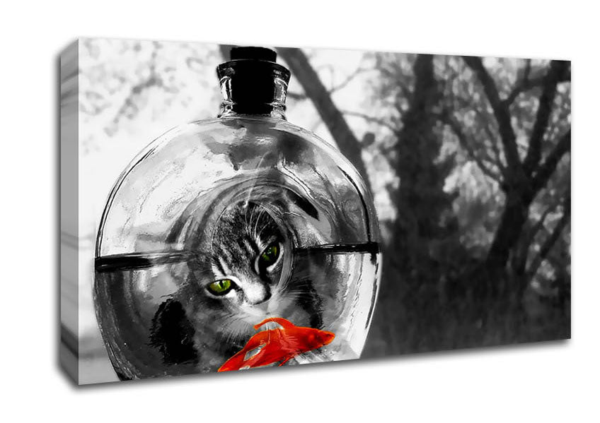 Dinner Time Cat Canvas Wall Art