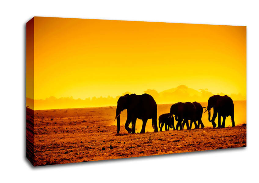 Hurd Of Elephants Canvas Wall Art