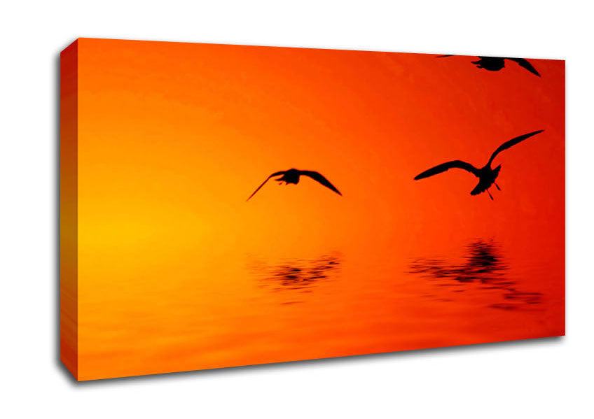 Orange Ocean Flight Canvas Wall Art