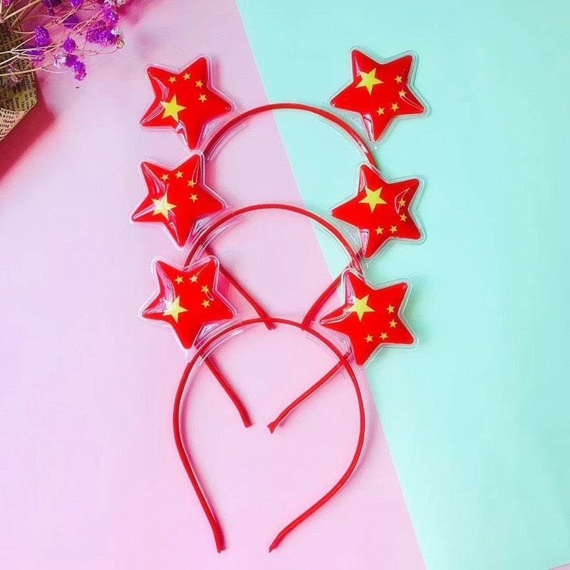 Five Star Red Flag Hair Clip, National Flag Hair Clip And Headband