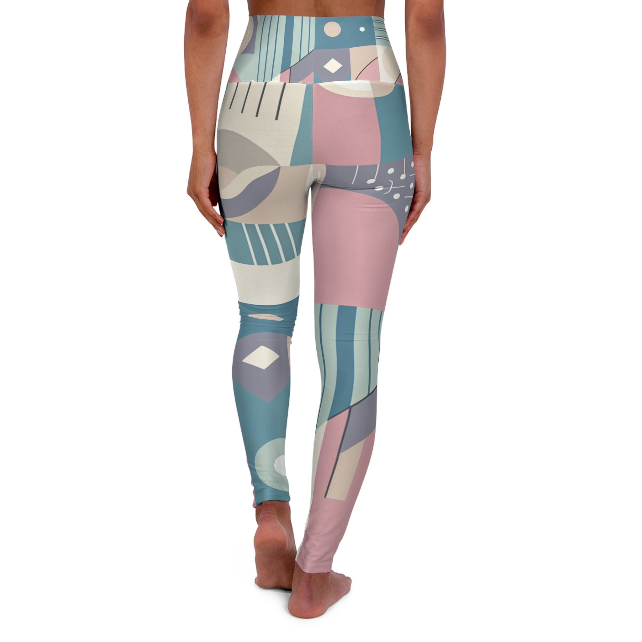 Contemporary Pastel Leggings with Abstract Geometric Patterns - Stylish & Comfortable Athleisure