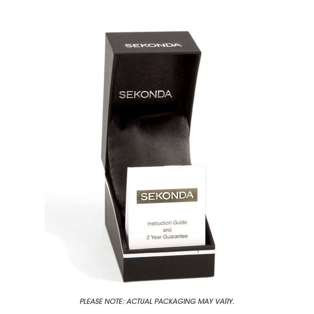 Sekonda Mens Basic White Dial Black Leather Strap Watch 1535