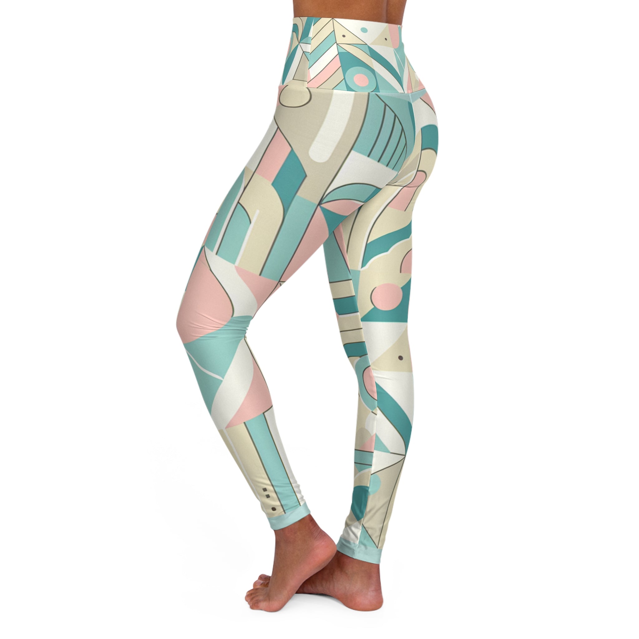 Elegant Geometric Patterned Leggings in Pastel Shades - Comfort Meets Style