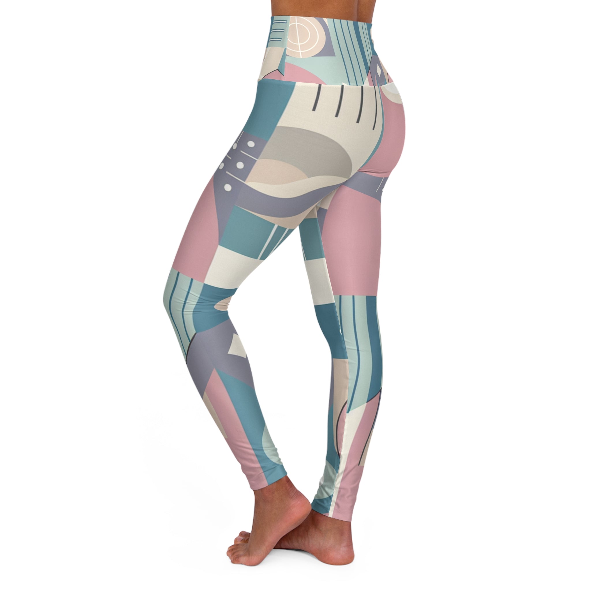 Contemporary Pastel Leggings with Abstract Geometric Patterns - Stylish & Comfortable Athleisure