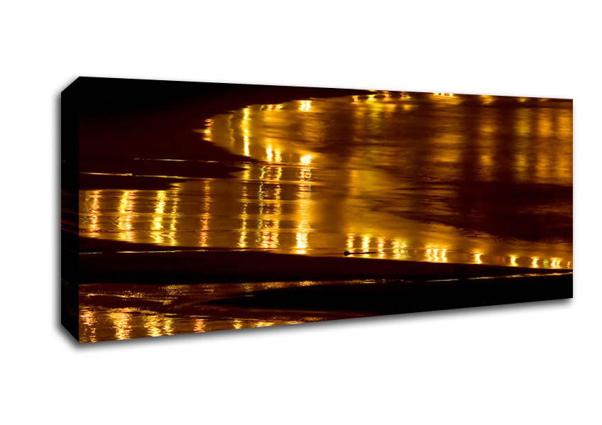 Golden Ocean Night Canvas Wall Art