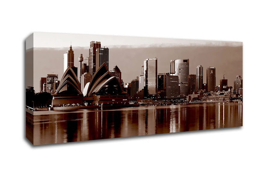 A View Of The Sydney Opera House Brown Canvas Wall Art