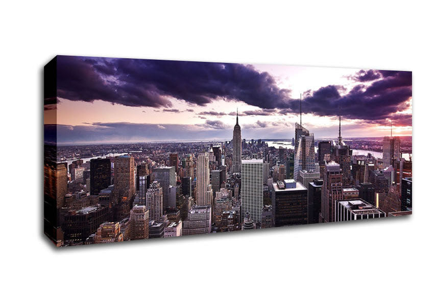 Aerial View Of New York City At Dusk Canvas Wall Art