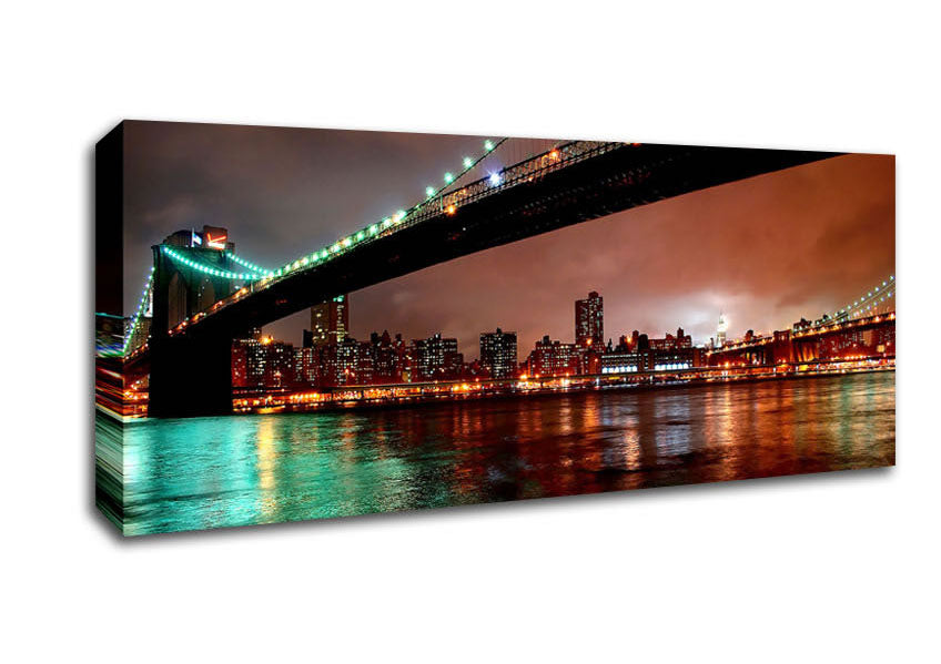 Brooklyn Bridge New York At Night Canvas Wall Art