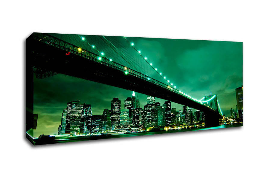 Brooklyn Bridge New York Green Cast Canvas Wall Art
