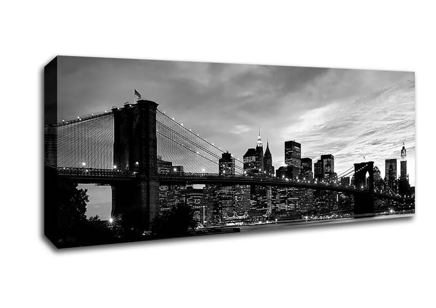 Brooklyn Bridge Cloudy Skys B n W Canvas Wall Art