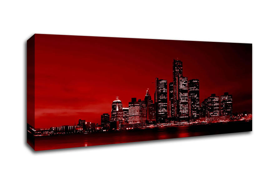 Detroit Red Nights Canvas Wall Art