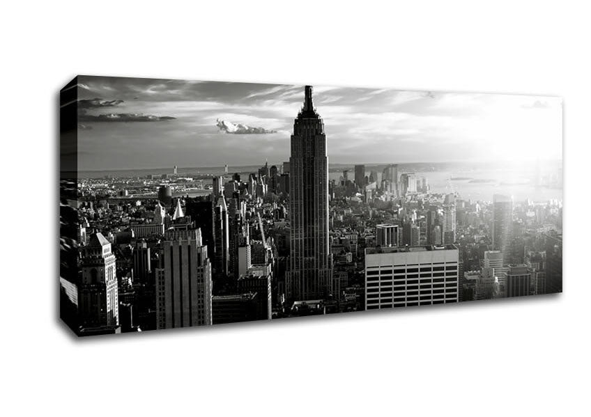 Empire State Building Sun Glow B n W Canvas Wall Art