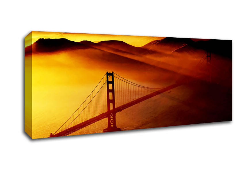 Goldon Gate Bridge Sunshine Mist Morning Canvas Wall Art