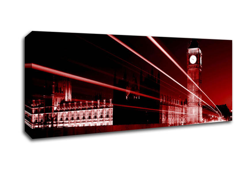 London Big Ben City Lights Red Canvas Wall Art