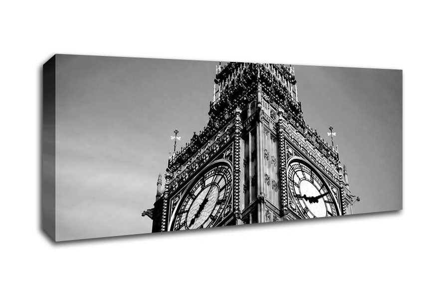 London Big Ben Close-Up B n W Canvas Wall Art