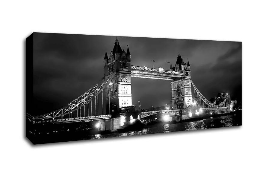 London Bridge At Night B n W Canvas Wall Art