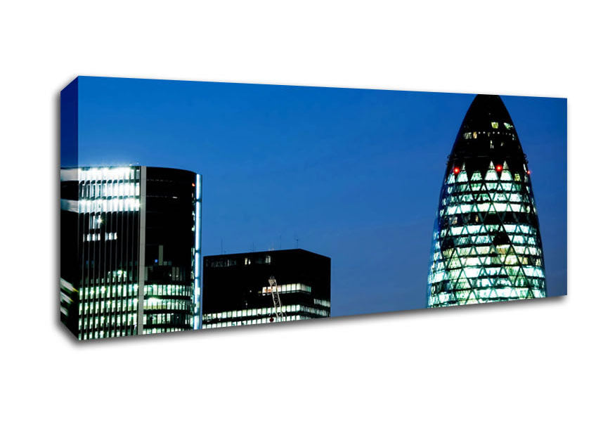 London Gherkin Night Lights Canvas Wall Art