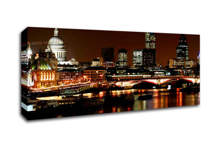 London Thames Night Lights Canvas Wall Art