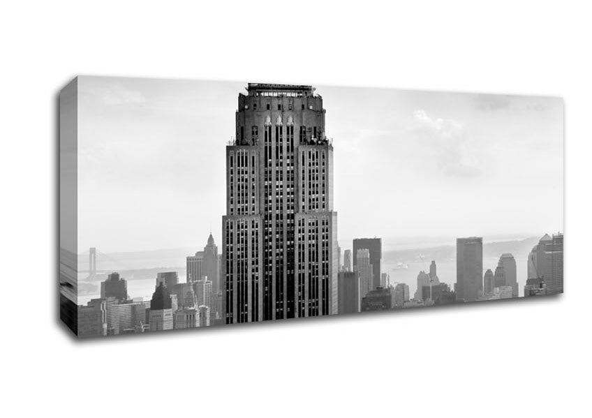 New York City Empire State B n W Skies Canvas Wall Art