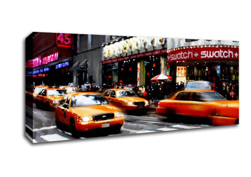 New York City 5Th Avenue Yellow Cabs Canvas Wall Art