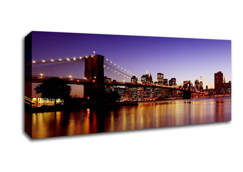 New York City Reflections Of Brooklyn Bridge Canvas Wall Art