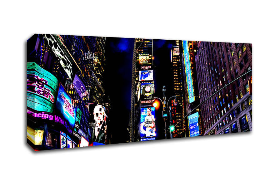 New York Times Square Blue Skys At Night Canvas Wall Art