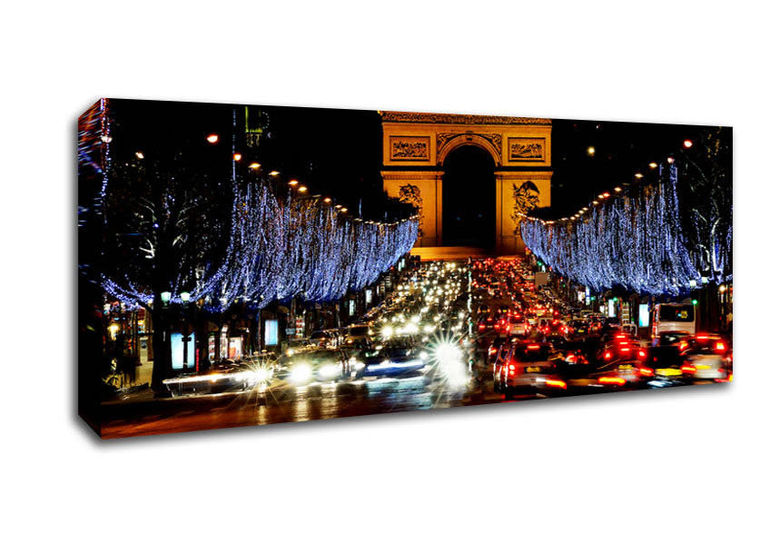 Paris Arc De Triomphe Night Lights Canvas Wall Art