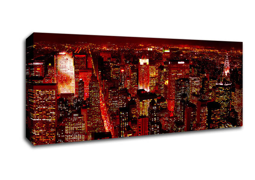 Red Glow City Canvas Wall Art