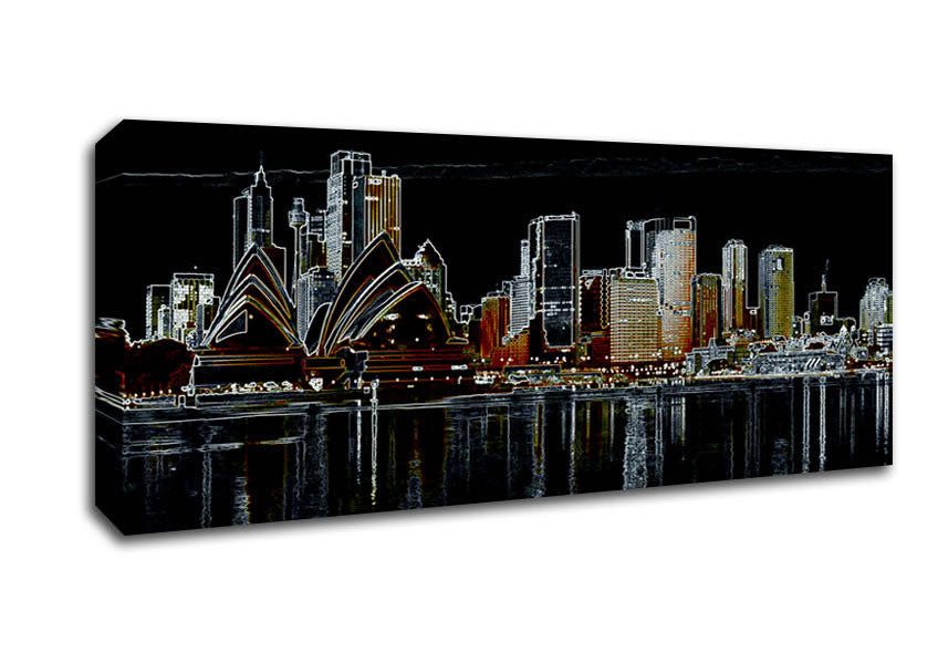 Sydney Skyline Opera House Psychedelic Canvas Wall Art