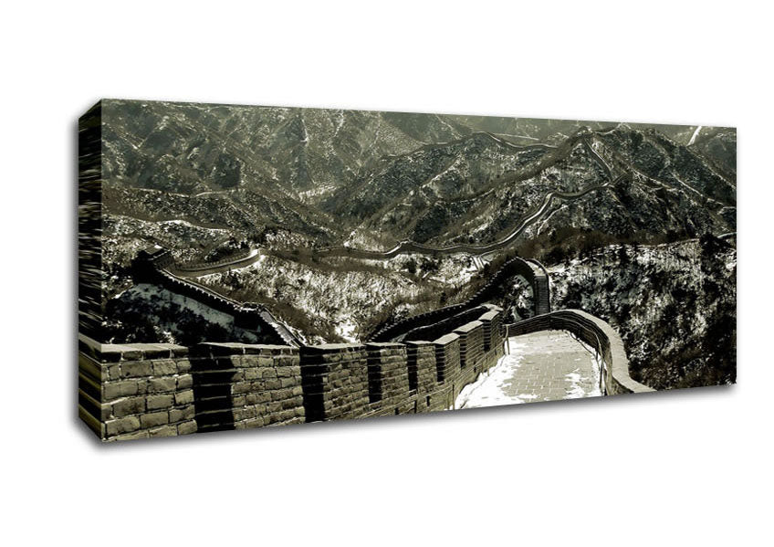 The Great Wall Of China Sepia Canvas Wall Art