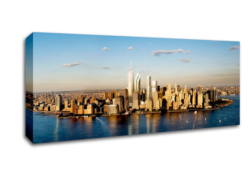 View Of New York In Golden Sunlight Canvas Wall Art