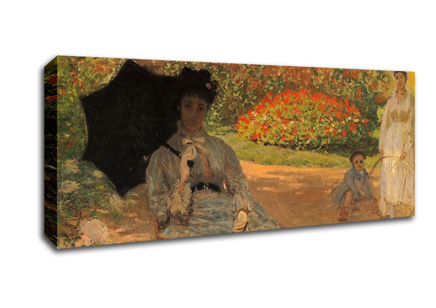 Monet Camille In The Garden With Jean And His Nanny Canvas Wall Art