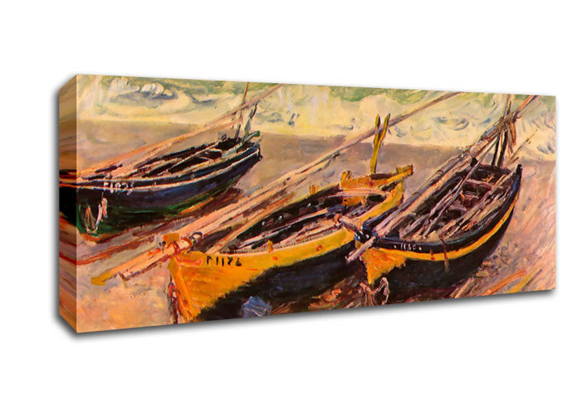 Monet Dock Of Etretat (Three Fishing Boats) Canvas Wall Art