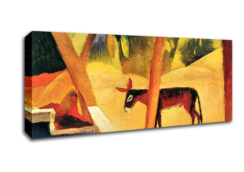 August Macke Donkeys In The Palms Canvas Wall Art