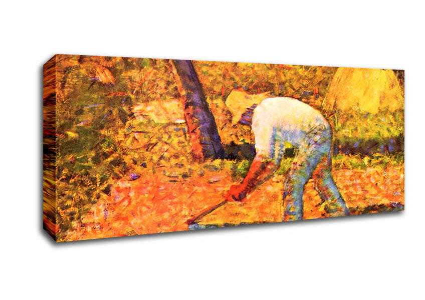 Seurat Farmer With Hoe Canvas Wall Art