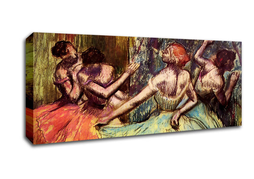Degas Four Dancers Behind The Scenes Canvas Wall Art