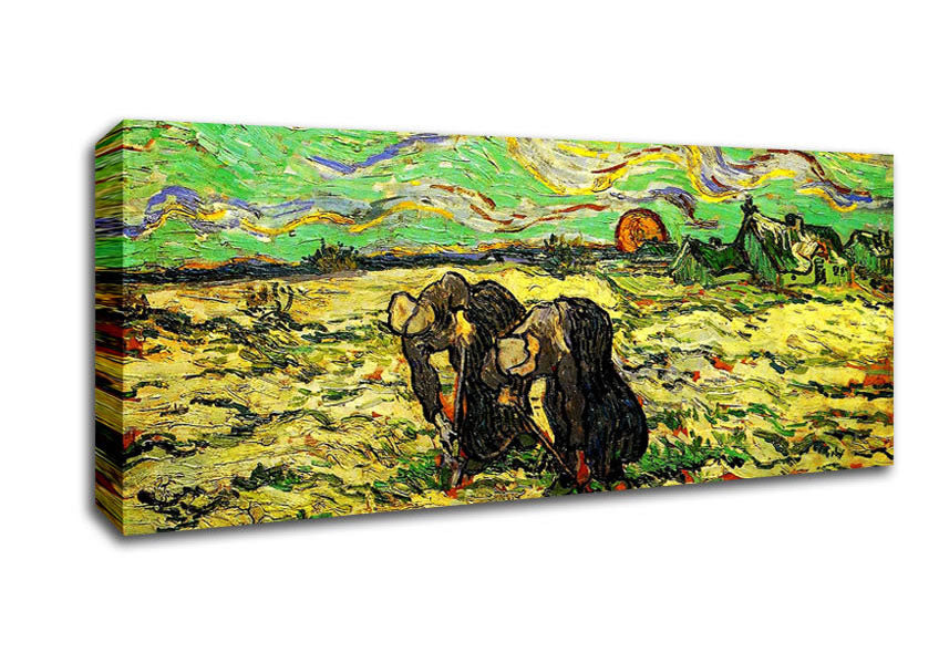 Van Gogh Two Peasant Women Digging In Field With Snow Canvas Wall Art