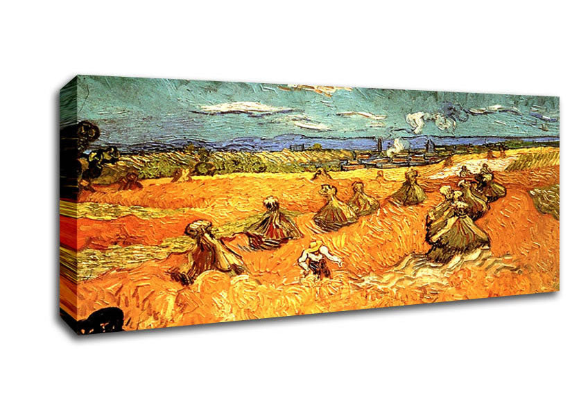 Van Gogh Wheat Stacks With Reaper Canvas Wall Art