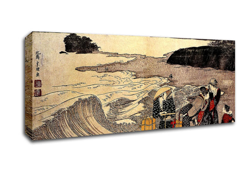 Hokusai Women On The Beach Of Enoshima Canvas Wall Art